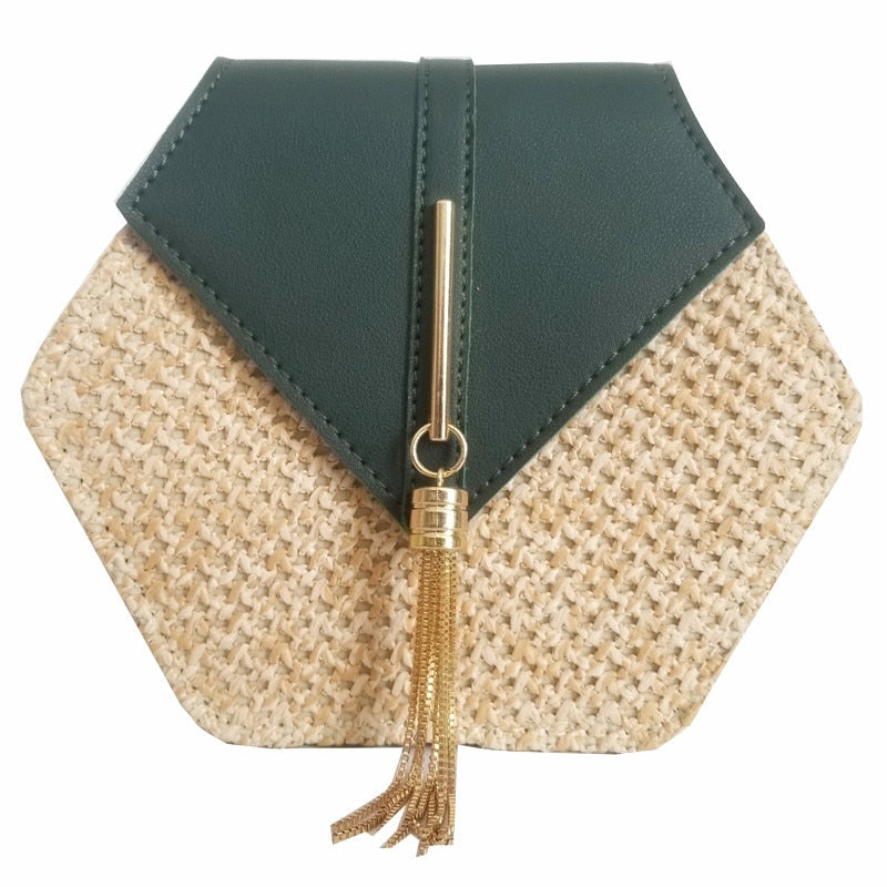 Bolsa Feminina Hexagon De Palha