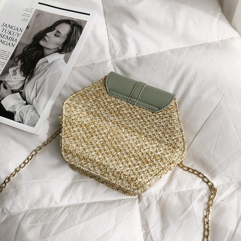 Bolsa Feminina Hexagon De Palha