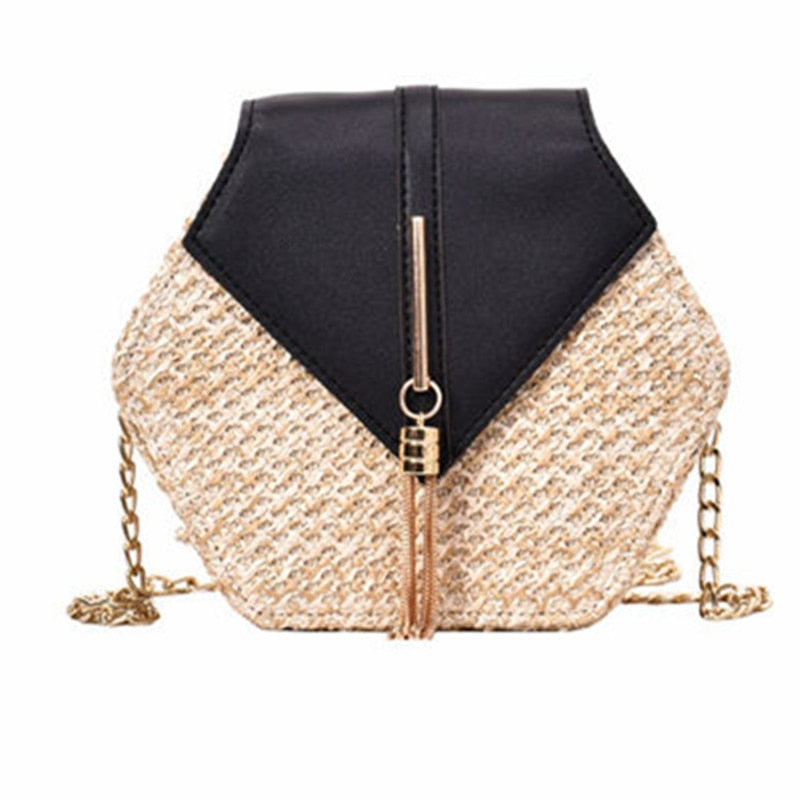 Bolsa Feminina Hexagon De Palha