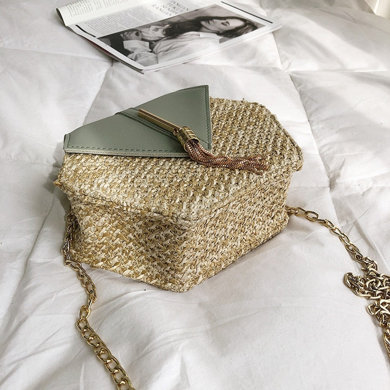 Bolsa Feminina Hexagon De Palha