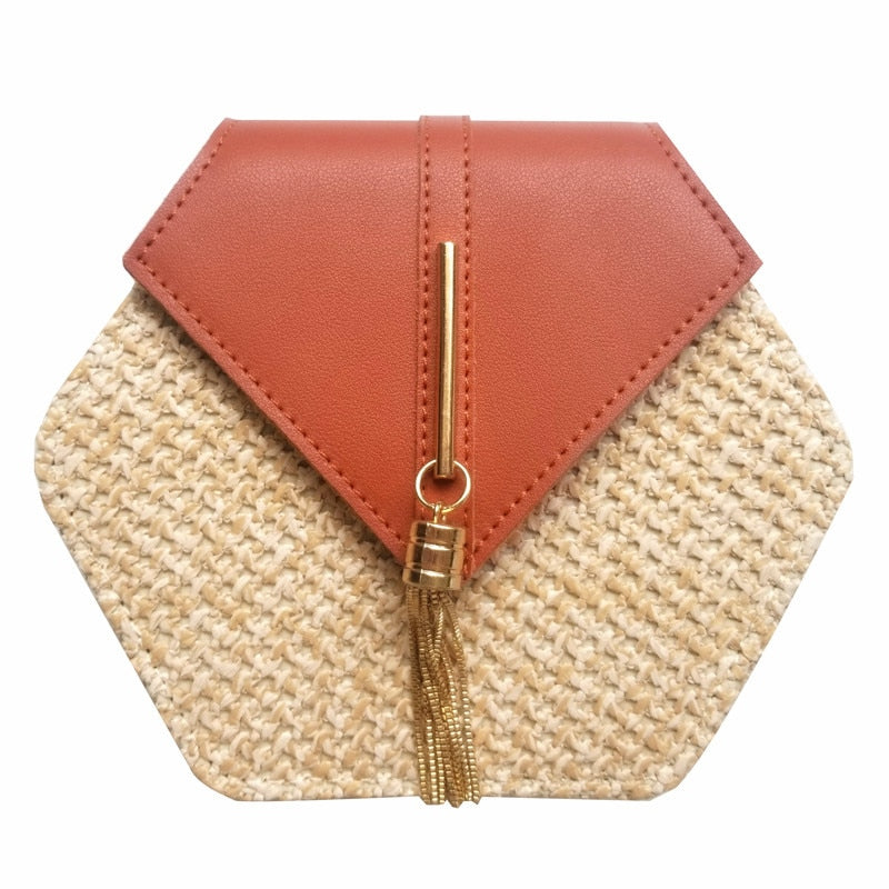 Bolsa Feminina Hexagon De Palha