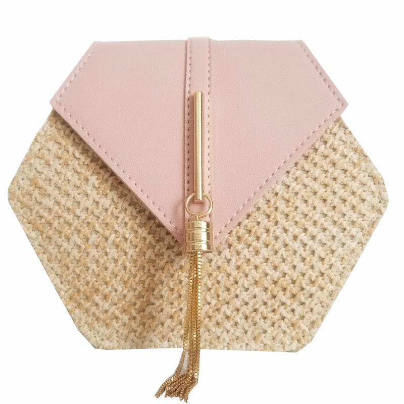 Bolsa Feminina Hexagon De Palha