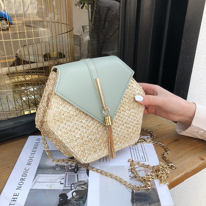Bolsa Feminina Hexagon De Palha